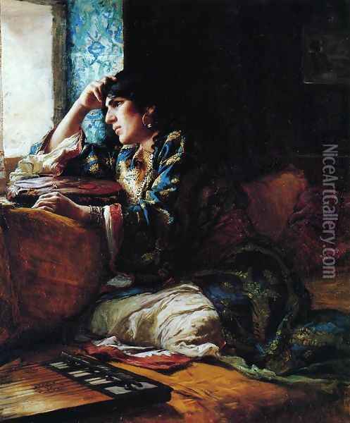 Aicha, a Woman of Morocco Oil Painting - Frederick Arthur Bridgman