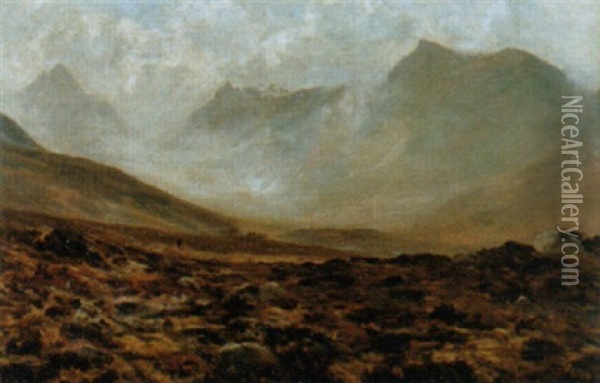Herbstliche Landschaft In Den Highlands Oil Painting - Herbert Moxon Cook