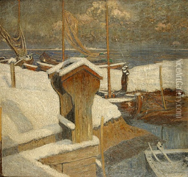 Ondergesneeuwde Haven Oil Painting - Charles Mertens