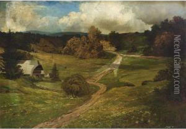 Landscape With A Black Forest Farmhouse. Oil Painting - Richard Carl Wagner