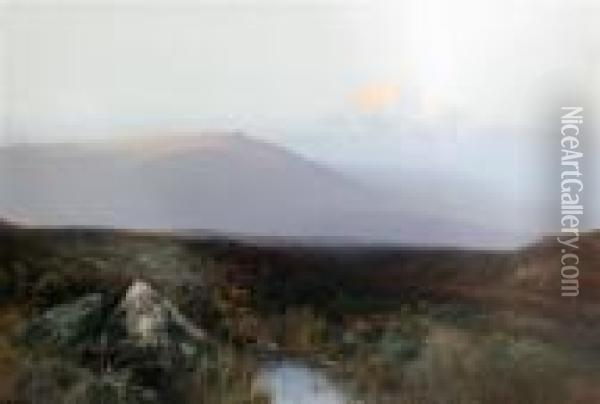 The Moors Near Great Hound Tor, Dartmoor Oil Painting - Frederick John Widgery