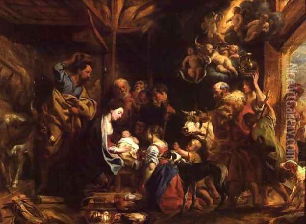 The Nativity Oil Painting - Jacob Jordaens