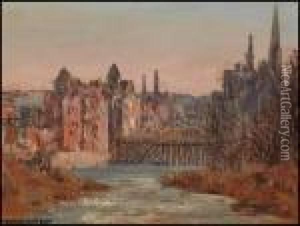 Galt From The Upper Bridge Oil Painting - Homer Ransford Watson