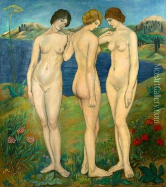 Les Trois Graces Oil Painting - Pierre Paul Girieud