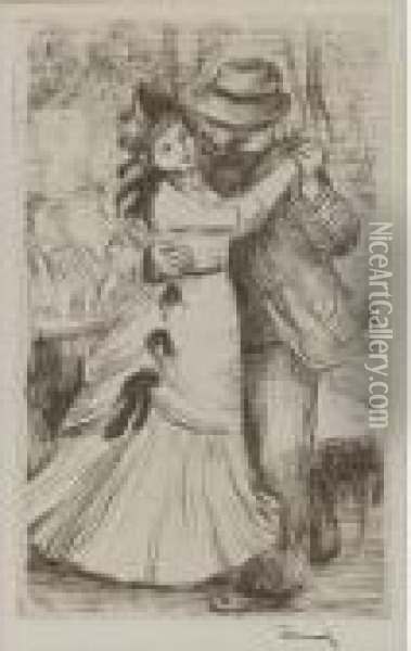 La Danse A La Campagne, 2e Planche (delteil, Stella 2) Oil Painting - Pierre Auguste Renoir