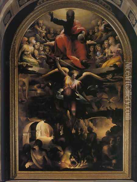 Fall of the Rebel Angels c. 1528 Oil Painting - Domenico Beccafumi