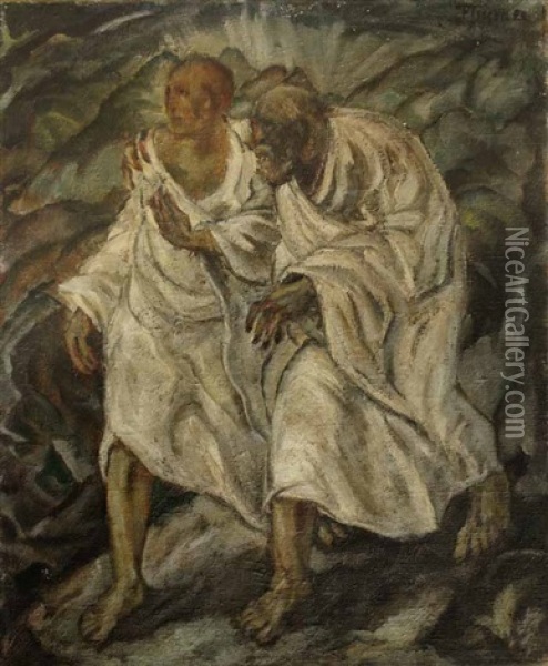 Eliah And Elisha Oil Painting - Friedrich Tischler