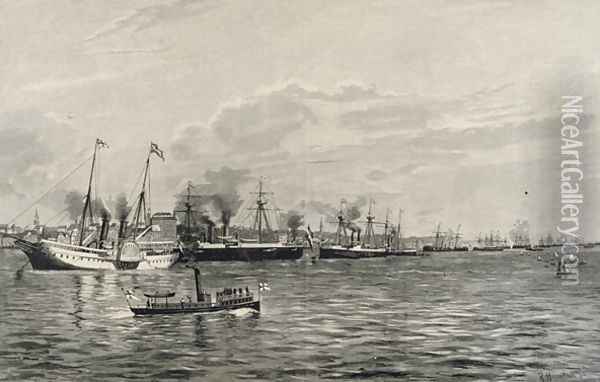 The Naval Review in Kiel on the 3rd September 1890 Oil Painting - Richard Huenten