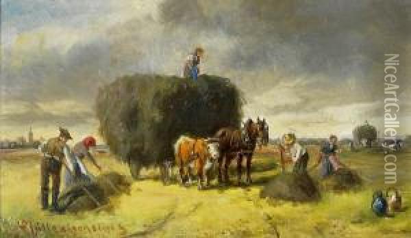 Bauern Bei Der Heuernte Oil Painting - Ludwig Muller-Cornelius