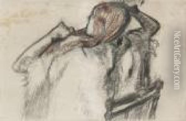 Femme Se Coiffant Oil Painting - Edgar Degas