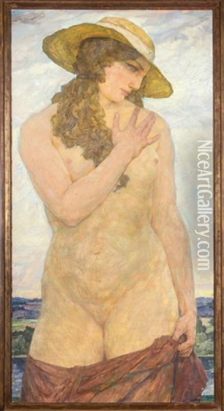 Nude (presumably Maja, The Artist's Daughter) Oil Painting - Hans Unger