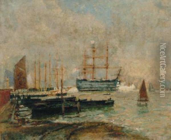 Harbour Scene Oil Painting - John William Buxton Knight