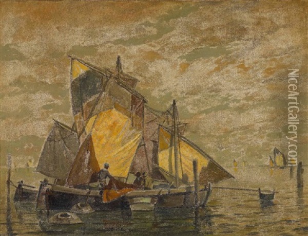 Venezianische Fischerboote Oil Painting - Ludwig Dill
