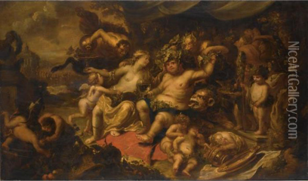 The Triumph Of Bacchus Oil Painting - Simon de Vos