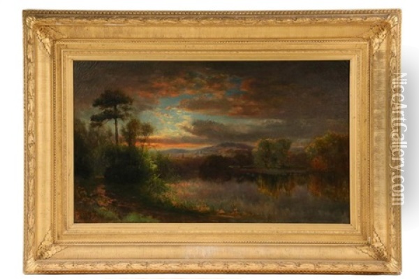 Sunset After A Shower, Charles River Oil Painting - Sylvester Phelps Hodgdon