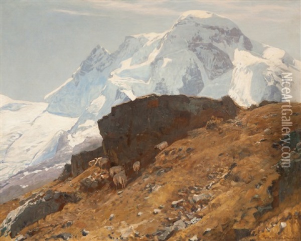 Blick Auf Das Breithorn, Von Gandegg Gesehen Oil Painting - Eugen Felix Prosper Bracht