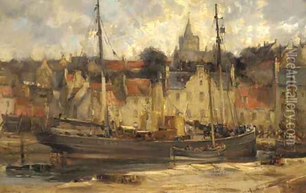 Dysart harbour, Fife Oil Painting - John George Brown