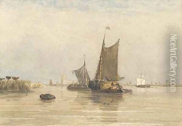 On the Scheldt, Holland Oil Painting - David Cox