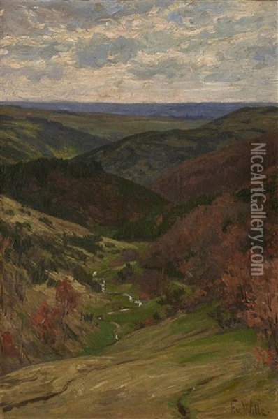 An Eifel Landscape Oil Painting - Fritz Von Wille