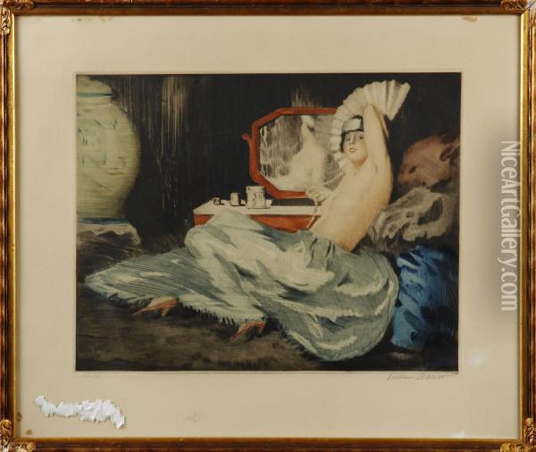 Albert ; Kvinna Vid Toilettebord Oil Painting - William Albert Ablett