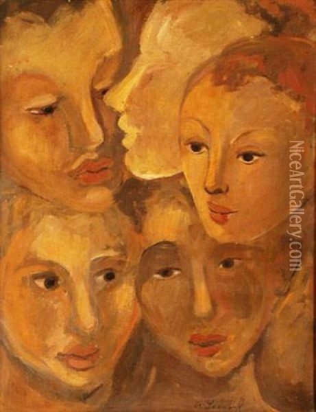 Visages Oil Painting - Alexander Evgenievich Iacovleff
