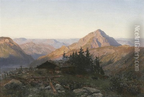 Almhutte Im Gebirge Oil Painting - Karl Millner