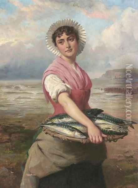 The fish wife Oil Painting - Edward Charles Barnes