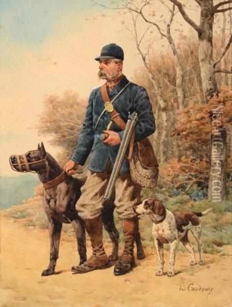 Le Garde Chasse. Oil Painting - Charles Fernand de Condamy