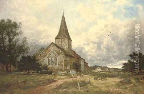 The village church Oil Painting - Benjamin Williams Leader