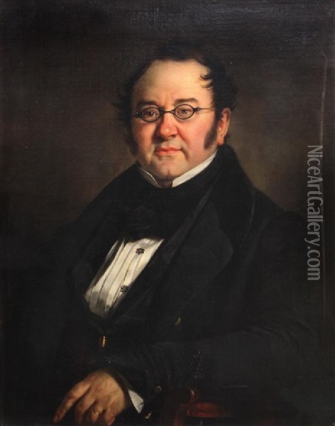 Portrait Of Composer, Franz Schubert Oil Painting - Josef Bartholomeus Vieillevoye