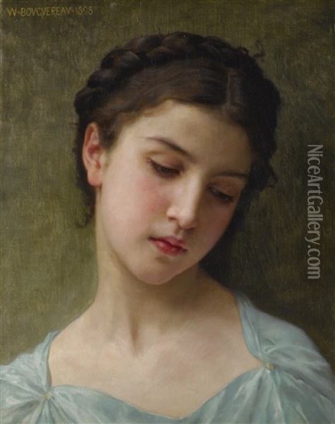 Portrait De Jeune Fille Oil Painting - William-Adolphe Bouguereau