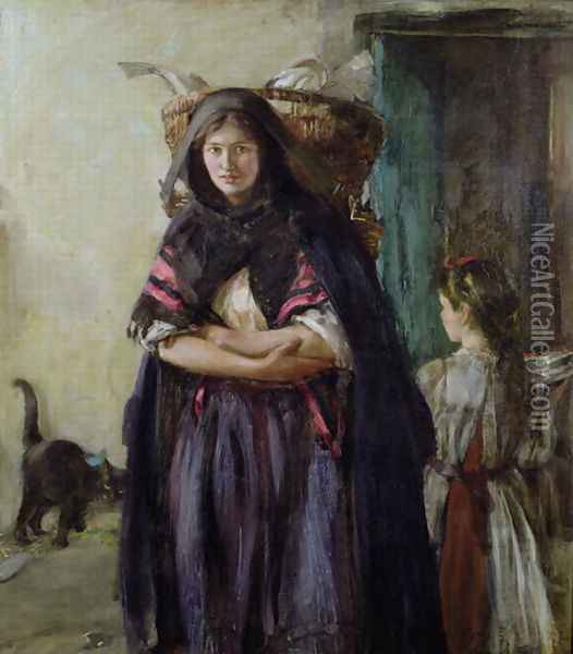 A Newhaven Fishwife Oil Painting - Alexander Ignatius Roche