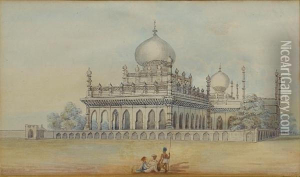 A Set Of Four Views Of Bombay And Westernindia Oil Painting - John B., Colonel Bellasis