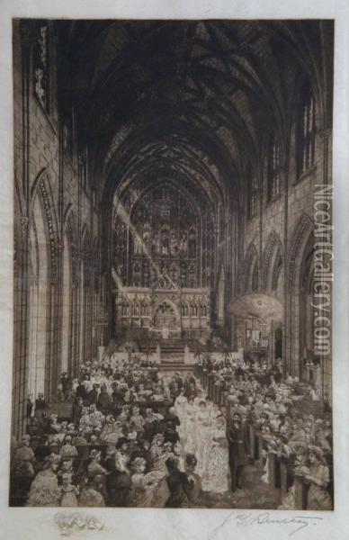 Interior Westminster - Abbey Wedding Oil Painting - James T. Bentley
