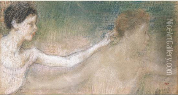 Deux Danseuses De Profil Oil Painting - Edgar Degas