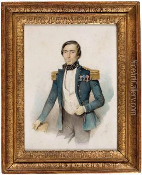 Dreiviertelportrait Eines Offiziers Oil Painting - Ludwig Passini