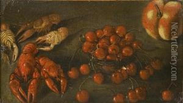 Natura Morta Di Frutta E Crostacei Oil Painting - Luca Forte