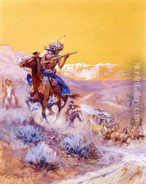 Indian Attack Oil Painting - Charles Marion Russell