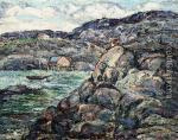 Rocky Coast, Nova Scotia Oil Painting - Ernest Lawson