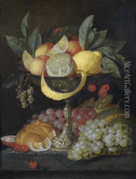 Stilleben Mit Fruchten Und Tazza Oil Painting - Jan Pauwel Gillemans The Elder