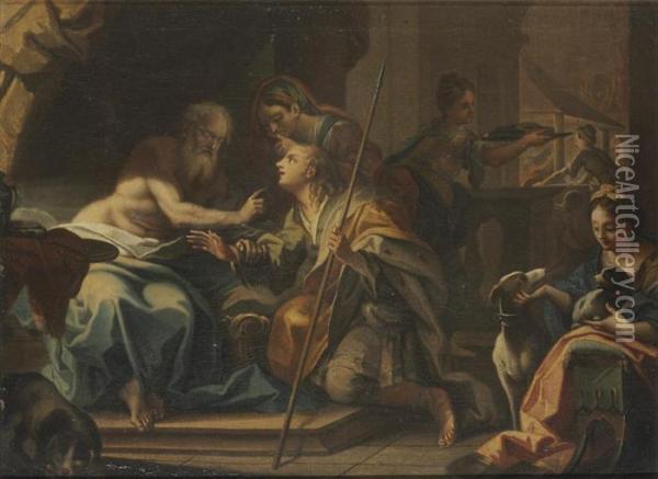 Jacob Receiving The Blessing Of Isaac Oil Painting - Francesco Solimena