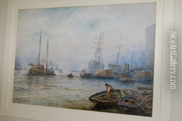 Shipping In The Pool Of London Oil Painting - Charles Edward Cox