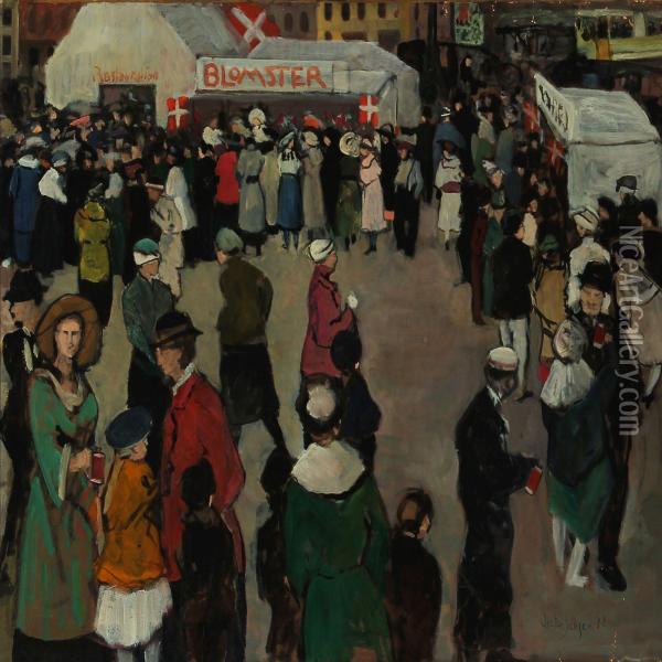 Market Place Oil Painting - Victor Jensen