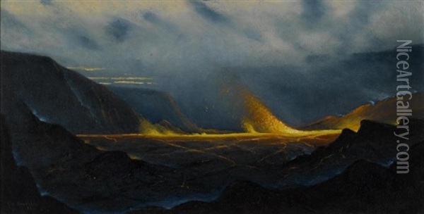 Kilauea Oil Painting - Eduardo Lefebvre Scovell