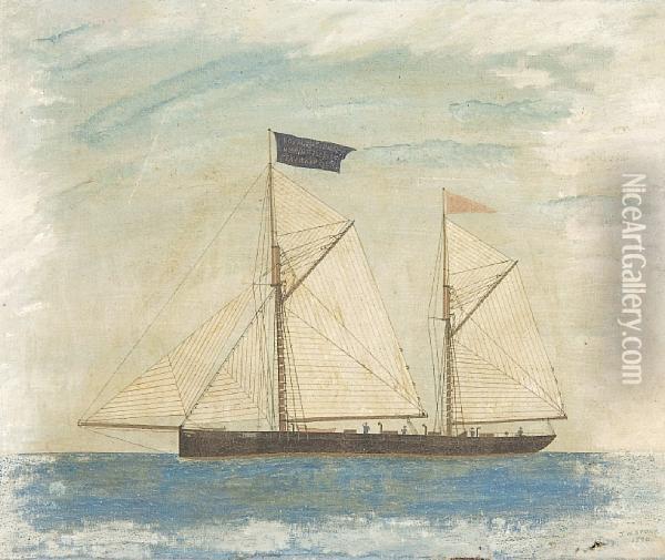 Twin Masted Ship Oil Painting - Frederick Stone Batcheller