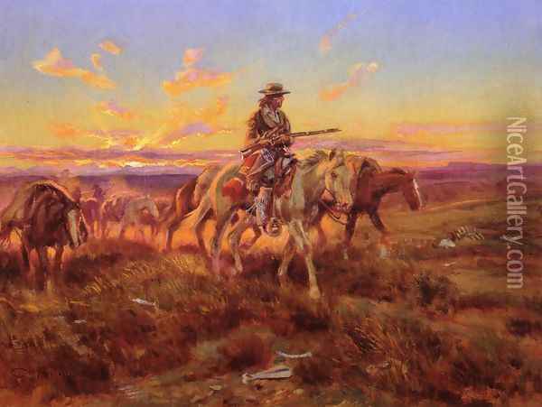 The Free Trader Oil Painting - Charles Marion Russell
