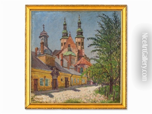 View Of A Church Oil Painting - Nikolai Petrovich Bogdanov-Bel'sky