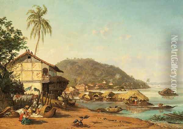 Puerto de Guayaquil Oil Painting - Ernest Charton de Treville