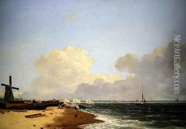 Yarmouth Beach, looking North - Morning Oil Painting - John Crome