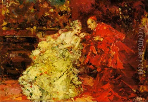 An Audience With The Cardinal Oil Painting - Juan Pablo Salinas